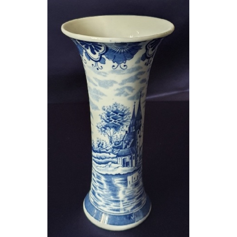 Delfts wit/blauw vaasje, gemerkt